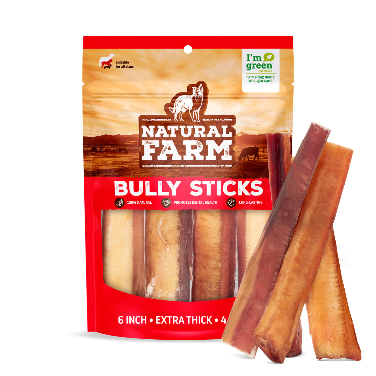 Extra Thick Bully Sticks | 50% More Chew Time
