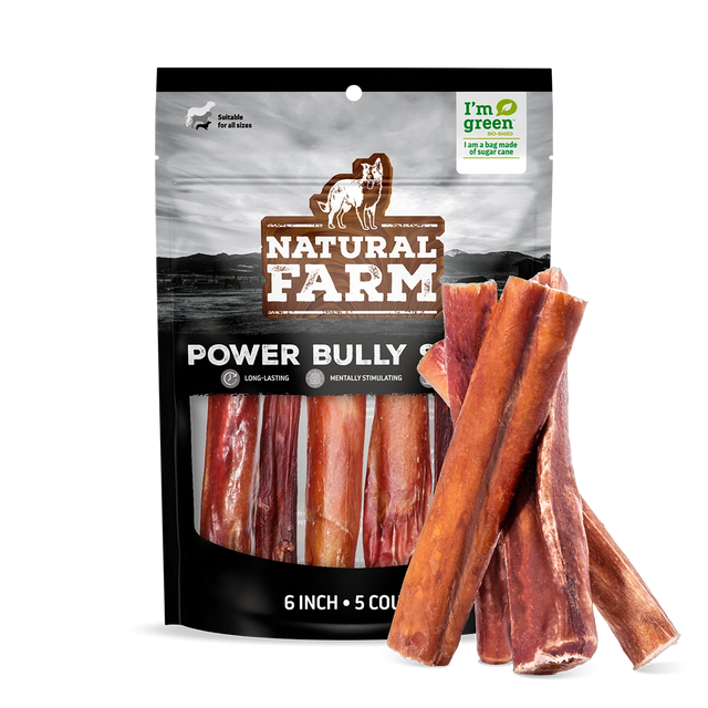 Natural Farm Australia Power Bully Sticks 6-Inch 5-Count bag - long-lasting and mentally stimulating