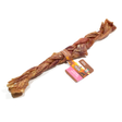 Studio product shot on a white background featuring a long, textured Natural Farm 30cm Braided Bladder Stick. The premium all-natural dog chew has a wrap showing '.com.au' and a branded tag reading '12" BLADDER BRAIDED LARGE' and 'NATURALLY ODOR-FREE'. This visual perfectly matches the search intent for a highly digestible, naturally odour-free 30cm soft chew in Australia, offering a gentle but long-lasting braided texture that is completely safe for senior dogs or medium chewers with sensitive teeth.